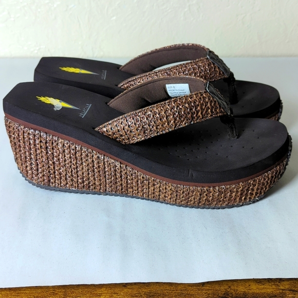 Volatile Island Platform Woven Chunky Thong Strap Sandals Size 8